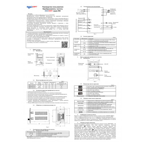 IRD401M21B Преобразователь частоты INNOVERT серии IRD, 220 В, (1 фаза), 0,4кВт, 2,1А